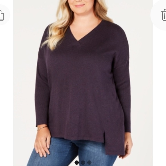 Style & Co. Sweaters - NEW Style & Co V-Neck High Low Tunic Sweater, Size 2X, Purple